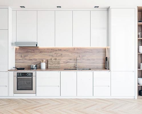 white deco paper for Modern white and hardwood kitchen